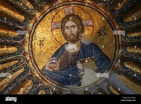 Mosaic Of Christ Pantocrator In Chora Kariye Museum In Stock Photo