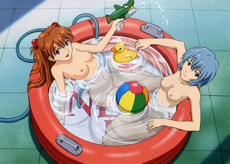 Ayanami Rei Souryuu Asuka Langley Neon Genesis Evangelion Absurdres Highres Nude Filter