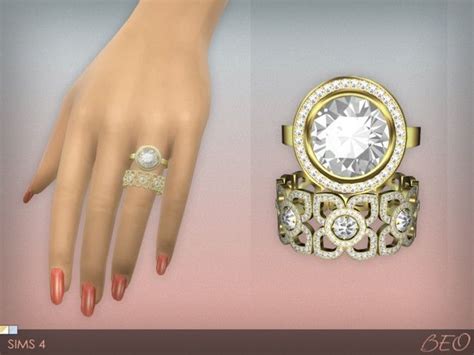 Diamond Rings Set At Beo Creations Sims 4 Sims 4 Piercings Sims 4