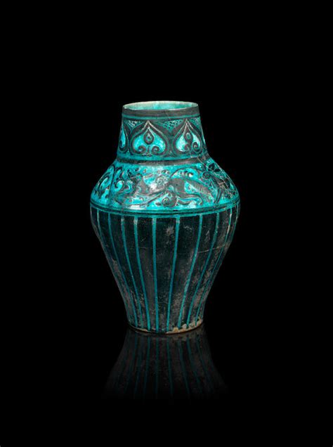 bonhams a fine kashan silhouette ware pottery vase persia late 12th century