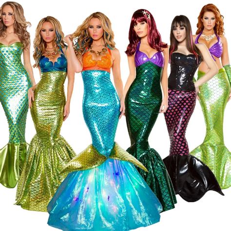 Sexy Deluxe Sequin Mermaid Dress Goddess Adult Fantasia Ariel Princess