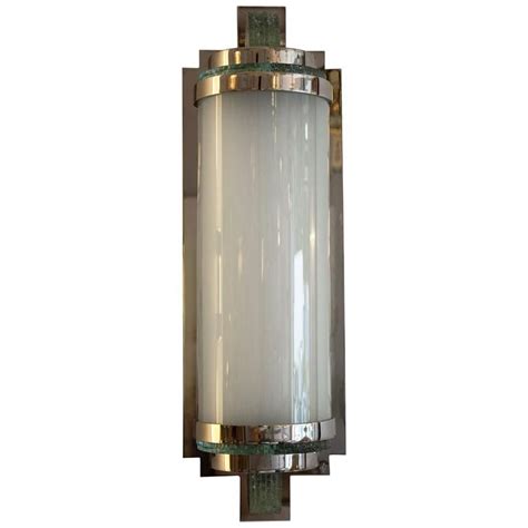 Art Deco Sconce With Nickel Finish And Glass Modernist Art Deco Wall Lights Art Deco Sconce