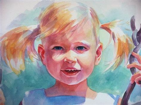 Custom Watercolor Portrait Of Your Child Based On Your Photo Etsy