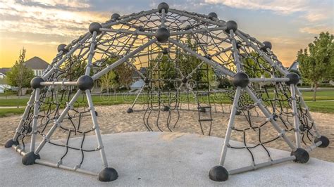 Playground With Geometric Dome Rope Climbing Frame Stock Image Image