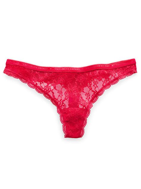 Victorias Secret Thong Panty In Red Bright Cherry Lace Lyst