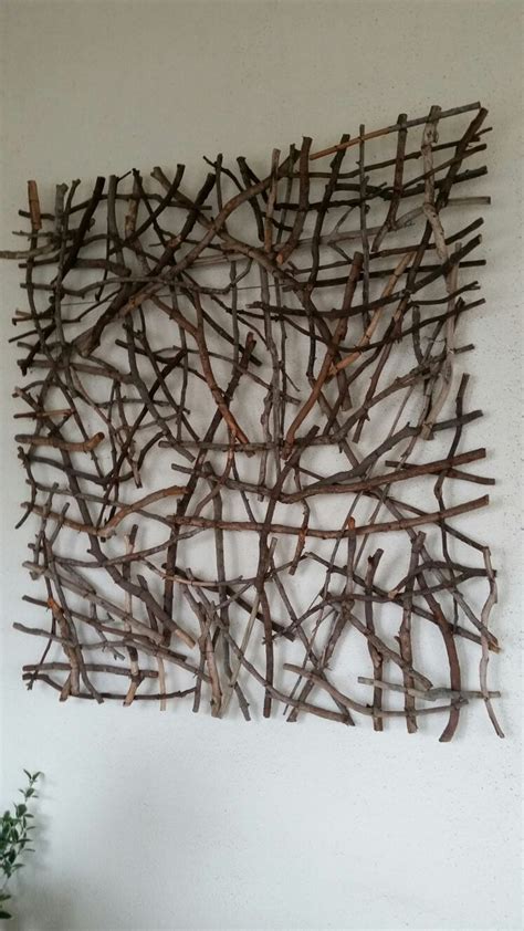 Stick Wall Hanging Sticks Randomly Crossed Secured With Twisted Wire