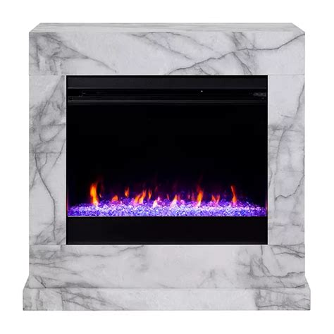 Southern Enterprises Electric Fireplace Color White Faux Marble