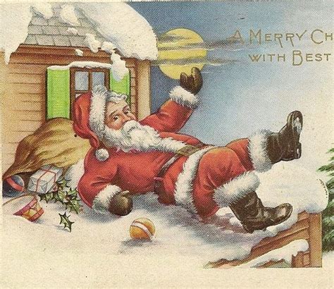 Sold Unused Vintage Whitney Christmas Postcard Santa Falls On Snow
