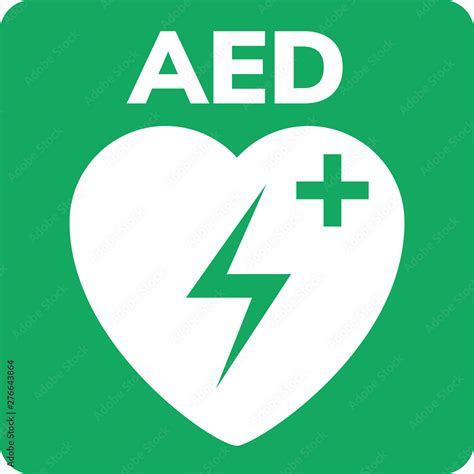 Aed Symbol Icon Heart First Aid Defibrillator Sign Automated External