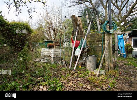 Clutter And Junk In A Messy Garden Stock Photo Alamy