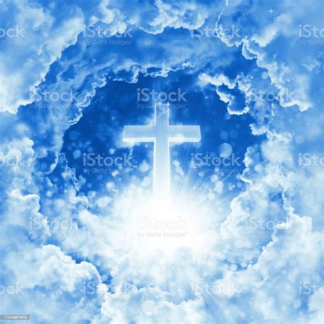 Concept Of Christian Religion Shining Cross On The Background Of