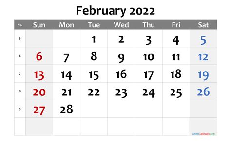 Free Printable Calendar 2022 February Free Resume Templates