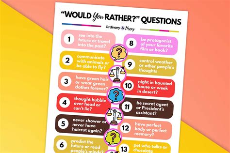 100 Best Would You Rather Questions Ordinary And Happy