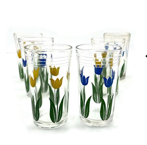 Vintage S Swanky Swigs Tulip Juice Glasses Set Of Six Etsy