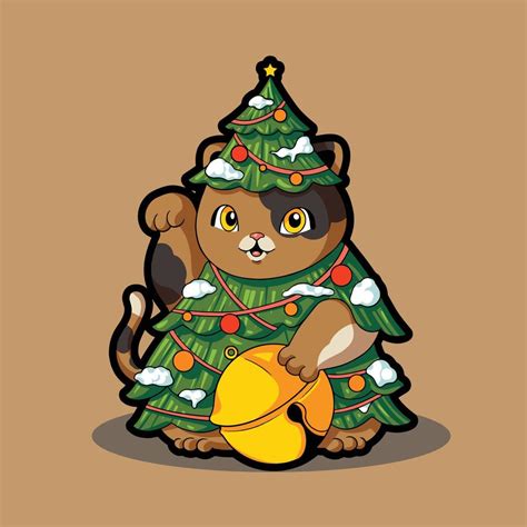 Cute Cat Christmas Tree Cartoon 3754667 Vector Art At Vecteezy