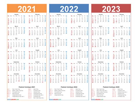 2022 Yearly Free Printable Calendar 2022 With Holidays Printable