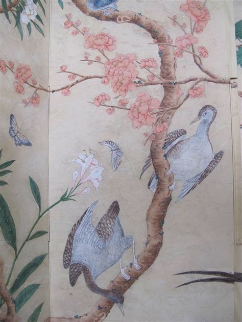 Hand Painted Four Panel Gracie Wallpaper Screen Gracie Wallpaper
