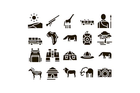 Safari Travel Collection Elements Icons Set Vector By Pikepicture