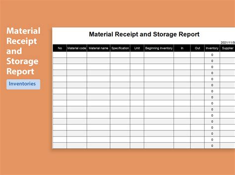 EXCEL Of Material Receipt And Storage Report Xlsx WPS Free Templates