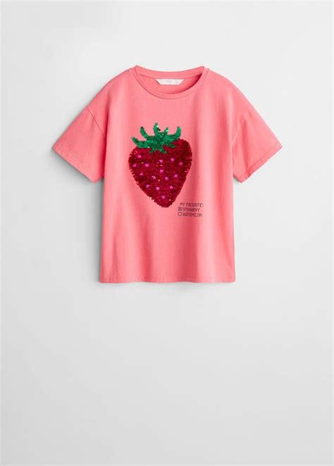 T Shirt De Lantejoulas Reversíveis Menina Lantejoulas Mango E Gola