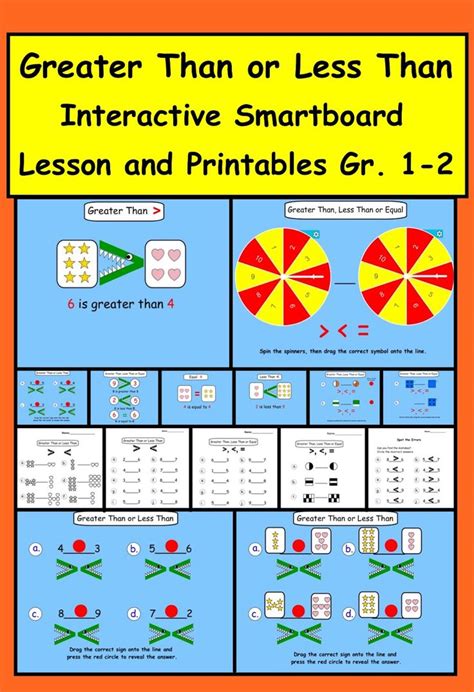Greater Than Less Than Equal Interactive Smartboard Lesson For Gr 1
