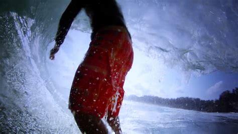 A Surfer Gets Barreled On A Nice Wave Pov Stock Footage Video 7415314 Shutterstock