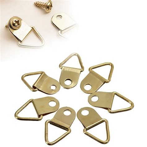 50pcs Picture Hangers Golden Brass Triangle Photo Picture Frame Wall