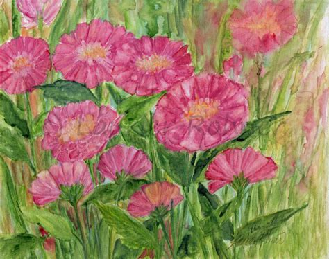 Watercolor Oil Original Paintings Of Garden Flowers Wildflowers Bees