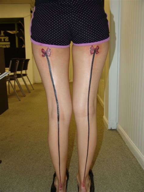 Bows And Stockings Female Leg Tattoos Meghan Patrick Pinterest