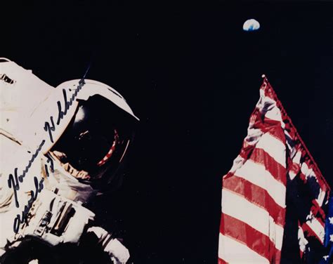 Harrison Schmitt Signed 10x8 Apollo 17 Flag And Earth Glossy Photo