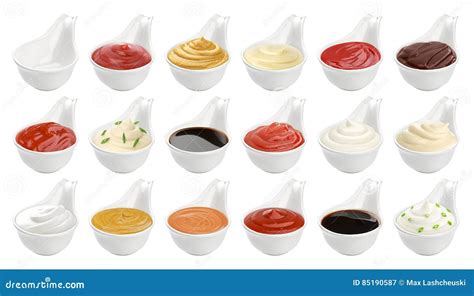 Set Of Different Sauces Isolated On White Stock Image Image Of Food