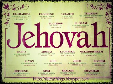 Bible Teachings Names Of God Names Of Jesus