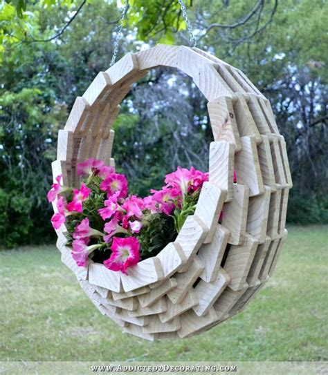 Easy And Inexpensive Diy — Pieced Wood Hanging Flower Basket