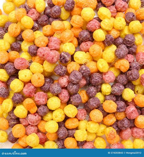 Delicious And Nutritious Fruit Cereal Loops Flavorful Healthy Stock