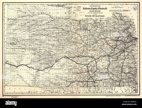0190 Railroad Maps Map Showing The Atchison Topeka Santa Fé Rail Road