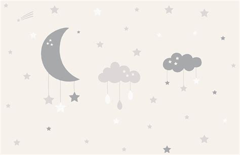 Baby Clouds And Moon Wallpaper Mural Hovia Au