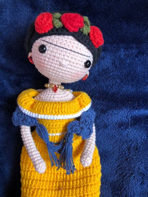 Frida Kahlo Doll Amigurumi Frida Doll Crocheted Frida Etsy