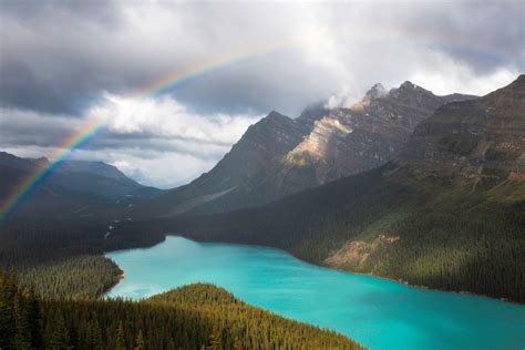 Nature Landscape Rainbows Lake Mountain Forest