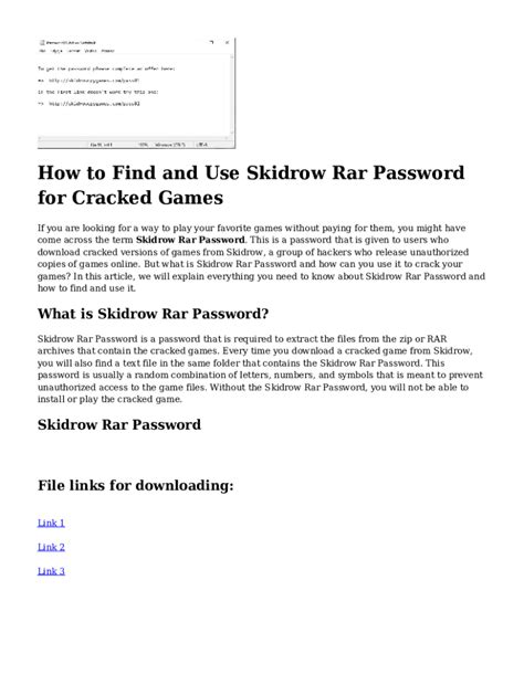Fillable Online What Is Skidrow Password How To Get It For Any Game