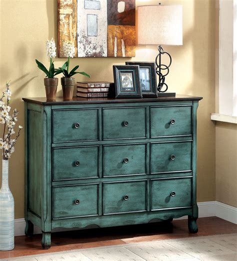 Furniture Of America Antique Teal Vinia 3 Drawer Dresser