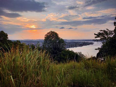 Sunset In The Hill With A Mahakam River View Stock Photo Image Of