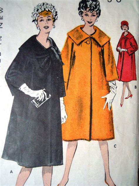 Vintage 1950s Butterick Wide Collar Coat Sewing Pattern B 32 Etsy
