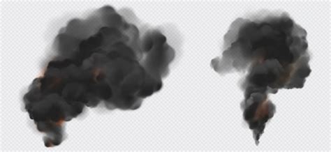 Free Vector Black Smoke Or Steam Trails Set Industrial Smog
