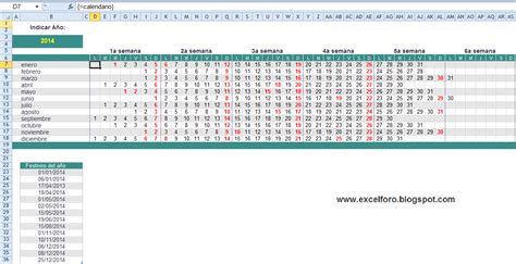 Calendario Laboral En Excel Excel Foro Ejercicios Ejemplos