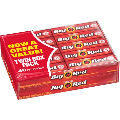 Wrigleys Big Red Cinnamon Chewing Gum 5 Stick Pack 40 Packs Buy