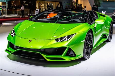 Green Lamborghini Huracan Evo Spyder At Geneva International Motor Show
