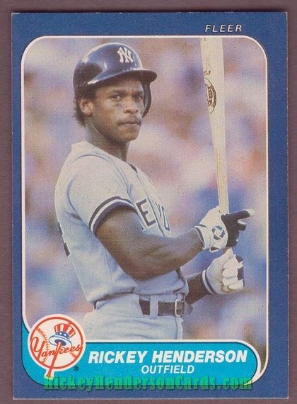 Ben baller's rickey henderson is the 71st cad in the 400 card set with a print run of 15,741. 1986 Fleer #108 RICKEY HENDERSON | Baseball cards, Rickey henderson