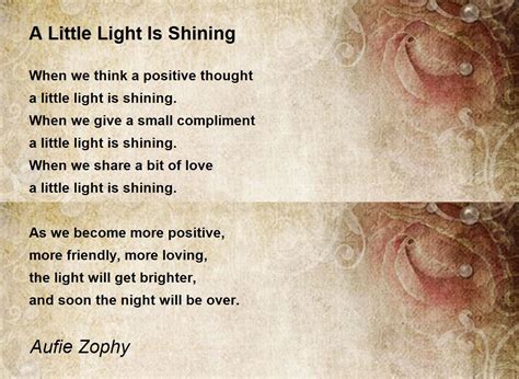 A Little Light Is Shining A Little Light Is Shining Poem By Aufie Zophy