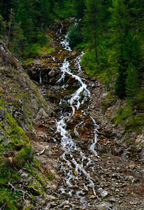 Mountain Waterfall San Nicolò Valley In This Picture Is Showed A Very