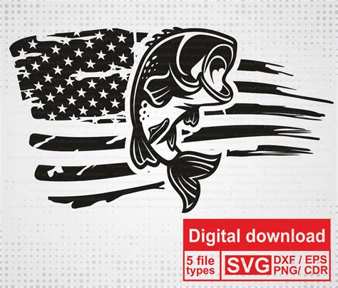 Distressed American Flag Svg Fish Svg Silhouette Vector Files Cut